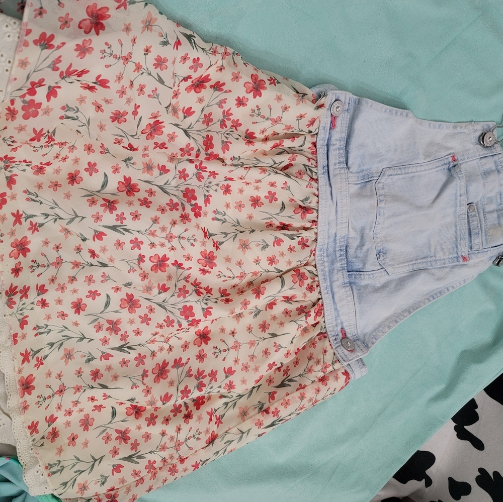 3/$18 Jordache Girls Denim Overalls Floral Dress